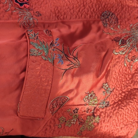 Solz Squirrel | Vintage 100% Silk Embroidered Reversible Mandarin Coat Size S - Picture 6 of 11